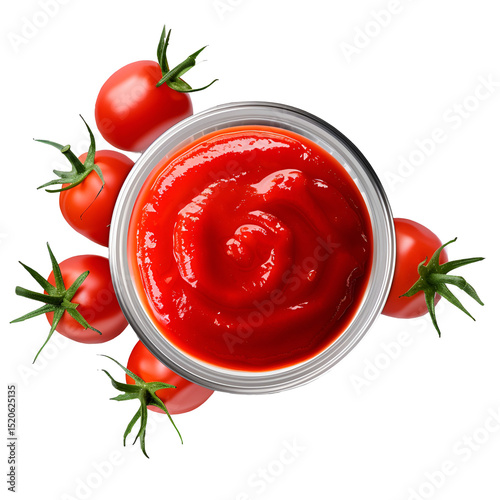 tomato sauce in a bowl on transparent background