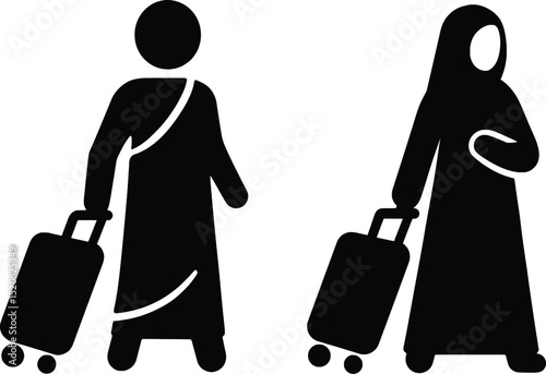 Travelers Vector Illustration Diverse Women with Suitcases