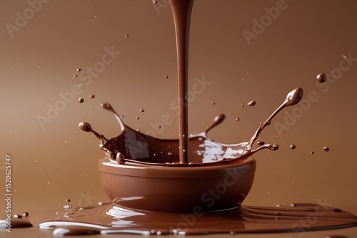 Chocolate Splash in Round Container – Close-Up Realistic Food Photography