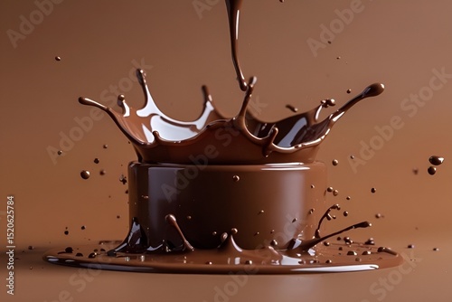 Chocolate Splash in Round Container – Close-Up Realistic Food Photography
