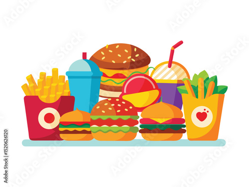 Fast food combo meal illustration isolated on white background
