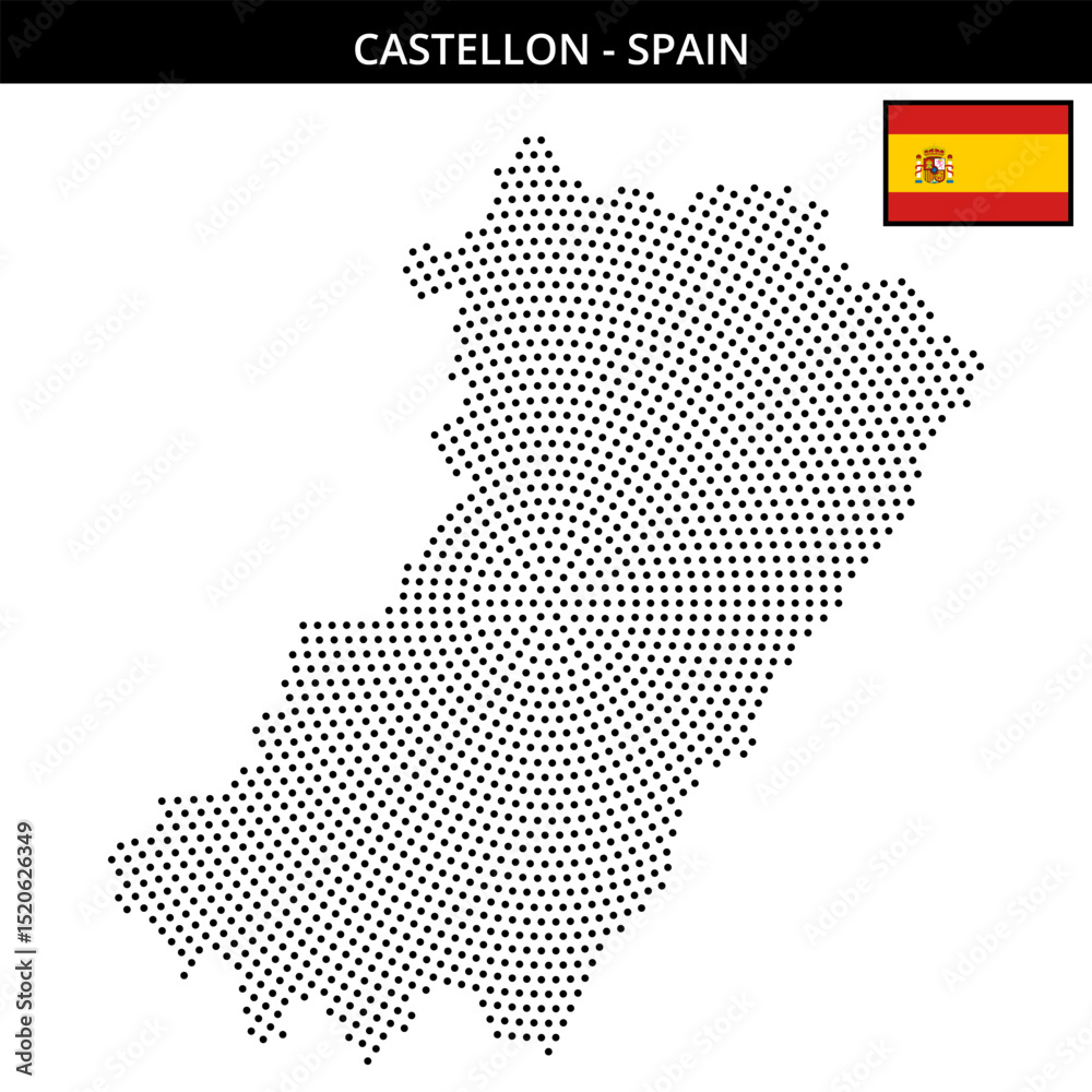 Fototapeta premium Medium circular dotted map of castellon in Spain