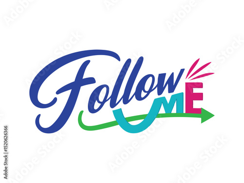  follow me text design isolated on white background
