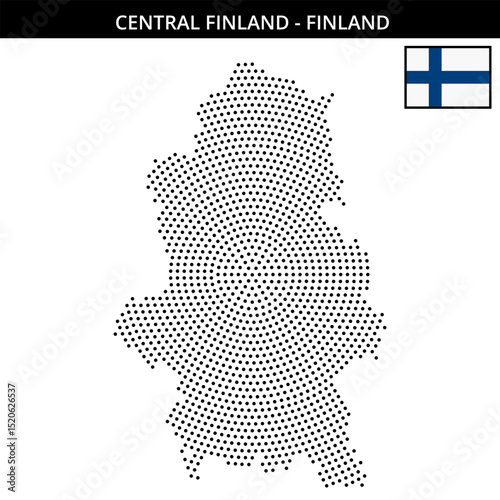 Medium circular dotted map of central-finland in Finland