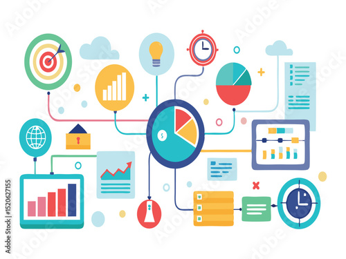 Business data analysis infographic isolated on white background
