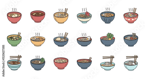 Japanese Soup Illustration Collection of Ramen, Udon, and Other Noodle Bowls