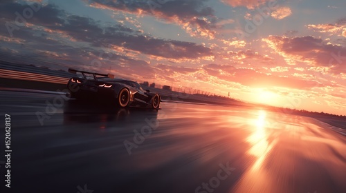Sunset Race Track Asphalt Speed Sportscar Driving Fast red sky blur road power motion racing travel 