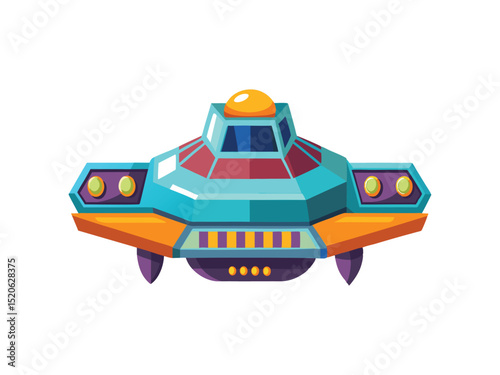 Cartoon spaceship ufo design isolated on white background
