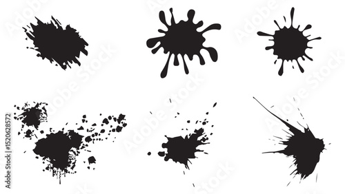 A collection of ink stains with various unique and creative shapes and sizes, perfect for adding an artistic touch to your designs, various shapes of ink stains that can be used as interesting and ins