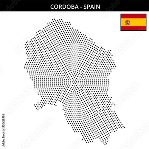 Medium circular dotted map of cordoba in Spain