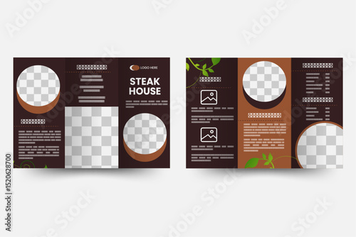Restaurant trifold food menu pamphlet food delivery brochure design template. Vector trifold fast food healthy meal delicious food, A 4 Size.