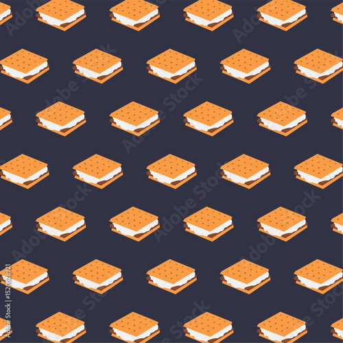 Vector illustration of a seamless pattern with smores. Fun food illustration great for fabric, packaging, gifts