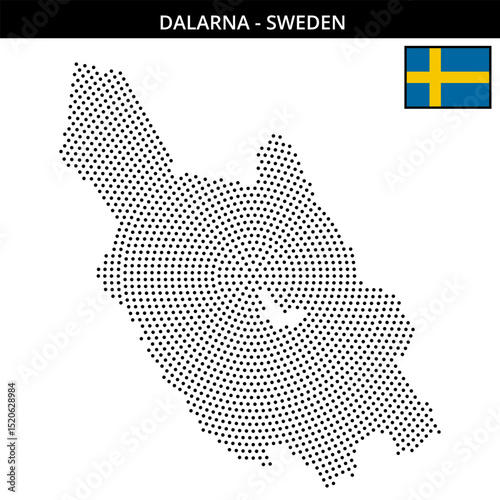 Medium circular dotted map of dalarna in Sweden