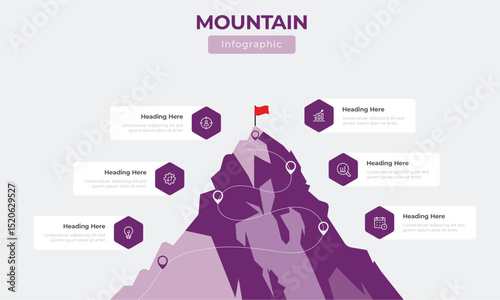 Mountain infographic template, vector illustration