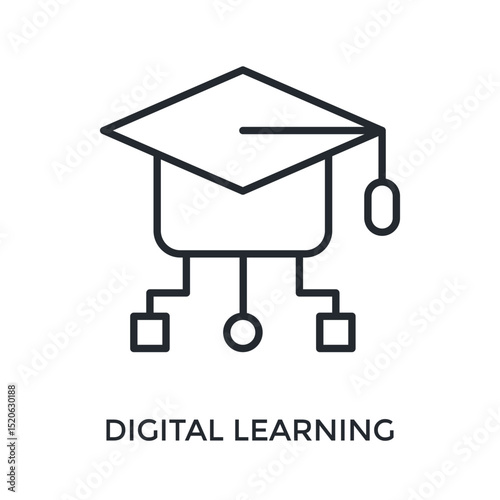 Digital Learning Icon Outline Style. Vector Illustration For Graphic Design