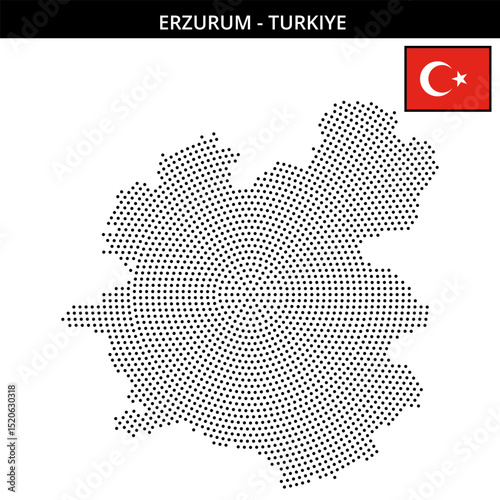 Medium circular dotted map of erzurum in Turkiye