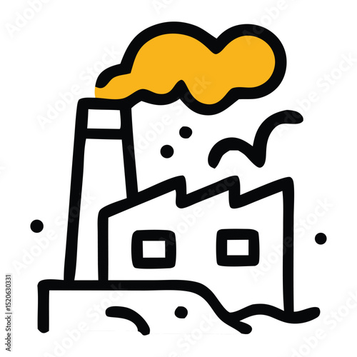 Pollution from a factory smokestack. Suitable for environmental themes, industrial concepts, pollution awareness campaigns, sustainable development projects, and ecofriendly presentations.