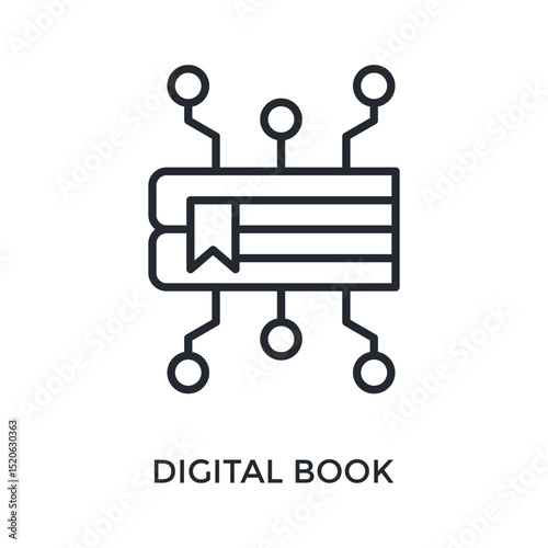 Digital Book Icon Outline Style. Vector Illustration For Graphic Design