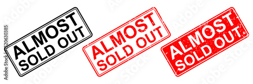 Almost sold stamped grunge icon vector for final sale, low stock, and product urgency. Ideal for online store labels, promo alerts, and clearance warnings.