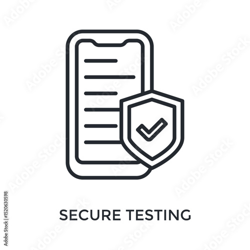 Secure Testing Icon Outline Style. Vector Illustration For Graphic Design