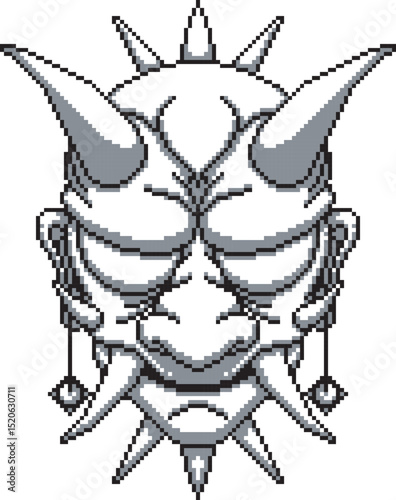 japanese oni mask one background design shading