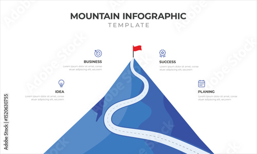 Mountain Infographic Template – Climbing Steps, Goals, and Business Growth Concept