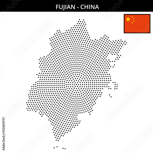 Medium circular dotted map of fujian in China