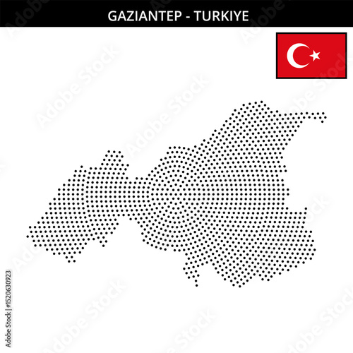 Medium circular dotted map of gaziantep in Turkiye