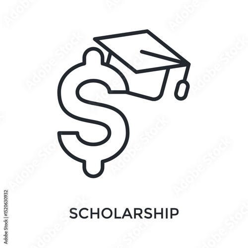 Scholarship Icon Outline Style. Vector Illustration For Graphic Design
