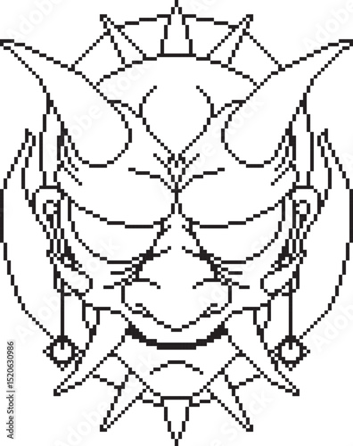 japanese oni mask two background design line