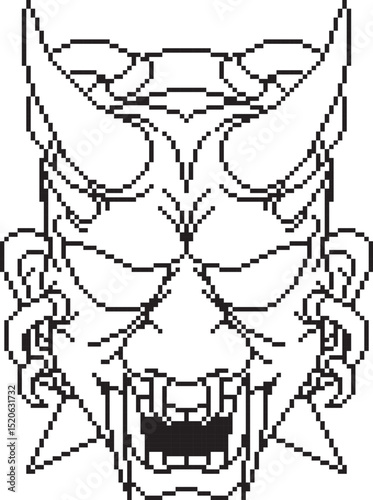 japanese mask oni cyber scary line
