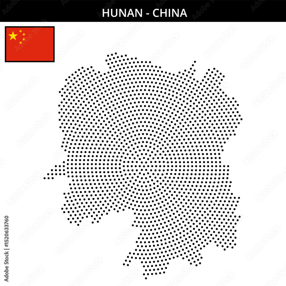 Fototapeta premium Medium circular dotted map of hunan in China