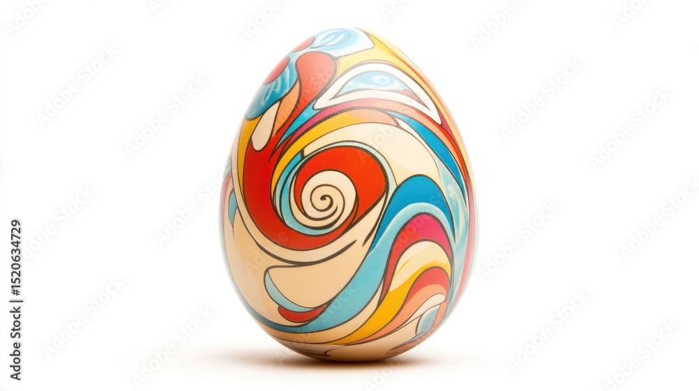 Fototapeta premium Beautiful painted easter egg isolated on white background, Collection of floral decorated easter eggs DAY, top view