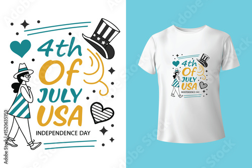 Fourth of July Independence Day America T shirt Design Vector Illustration. Happy Independence day USA 4 th July in United States of America. Vector illustration. EPS 10 