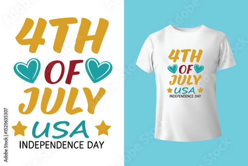 Fourth of July Independence Day America T shirt Design Vector Illustration. Happy Independence day USA 4 th July in United States of America. Vector illustration. EPS 10 
