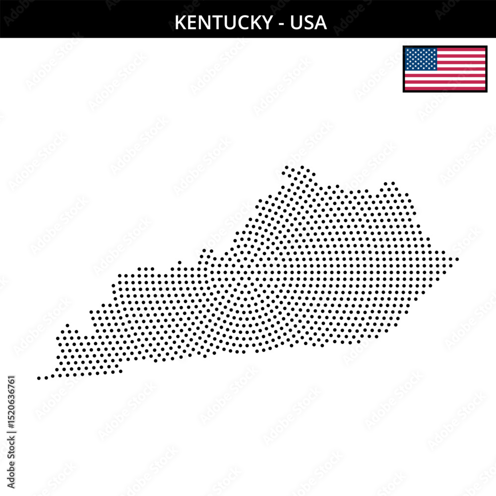 Fototapeta premium Medium circular dotted map of kentucky in the USA