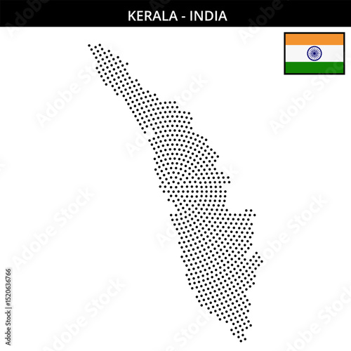 Medium circular dotted map of kerala in India