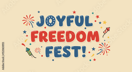 Joyful Freedom Fest Celebration with Colorful Fireworks and Festive Decorations