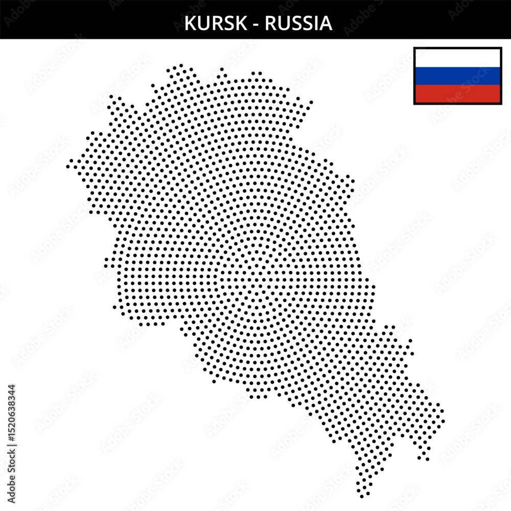 Fototapeta premium Medium circular dotted map of kursk in Russia