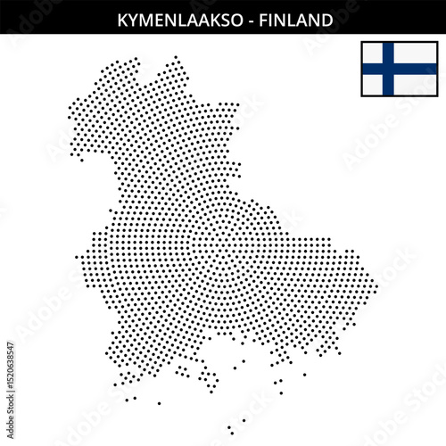 Medium circular dotted map of kymenlaakso in Finland