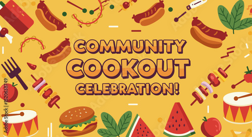 Community Cookout Celebration Event with Grilled Food and Festive Atmosphere