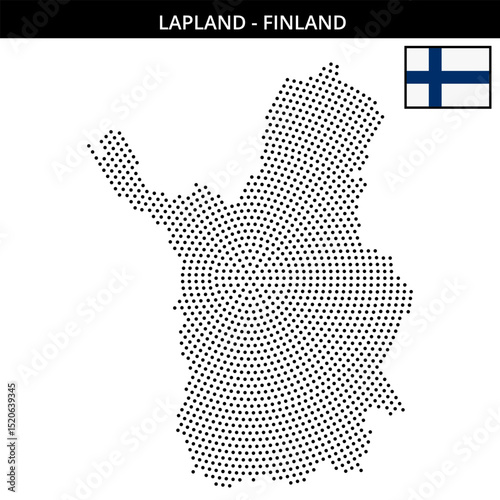 Medium circular dotted map of lapland in Finland