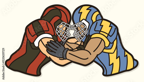 American Football Players Battle Action Graphic Vector