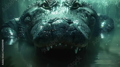 Saltwater crocodiles swimming in the Nile River
