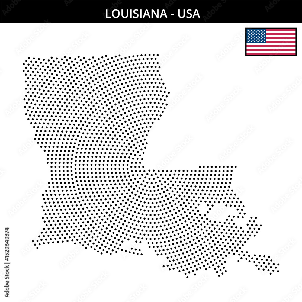 Fototapeta premium Medium circular dotted map of louisiana in the USA