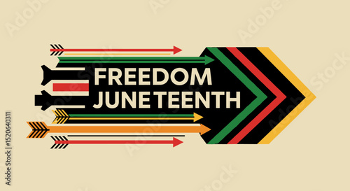 Freedom Juneteenth Celebration Theme with Colorful Arrows and African American Heritage Symbols