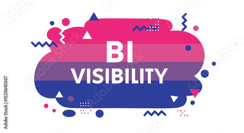 BI VISIBILITY. Bisexual Pride Flag Colors with Abstract Geometric Elements. LGBTQ+ Awareness, Community, and Identity Concept.