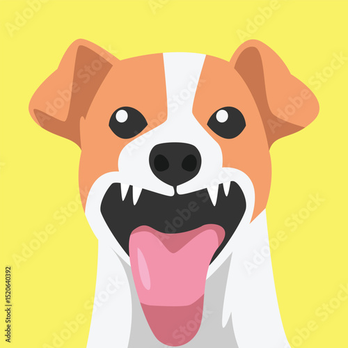 Funny Dog Laughing Hard. Hilarious Pet Expression in Cartoon Style. Vector Illustration.