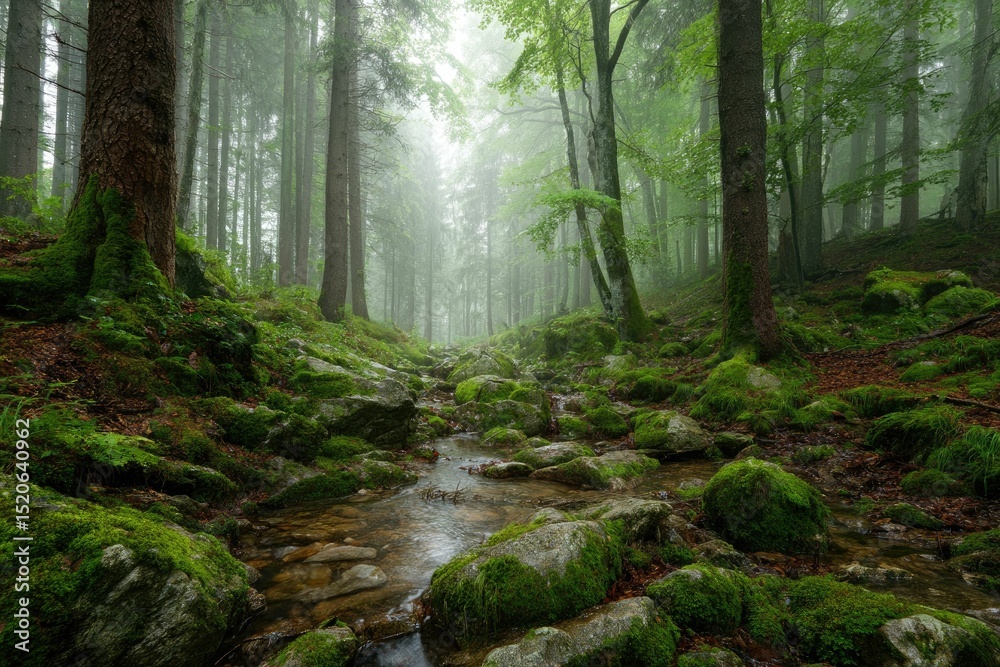 Obraz premium Describe the scent of the forest after a heavy rain