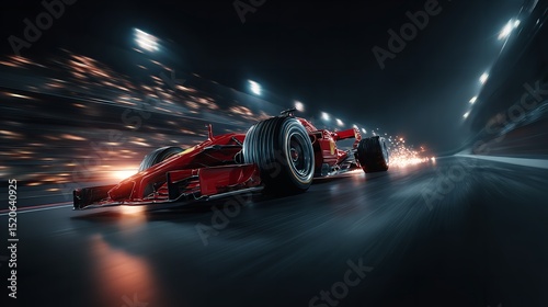 Fast Red Formula Race Car Night Speed Blur Motion f1 dark tire track wheel sport racing sports      